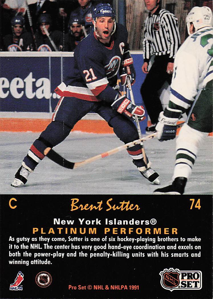 1991-92 Pro Set Platinum Hockey Brent Sutter #74