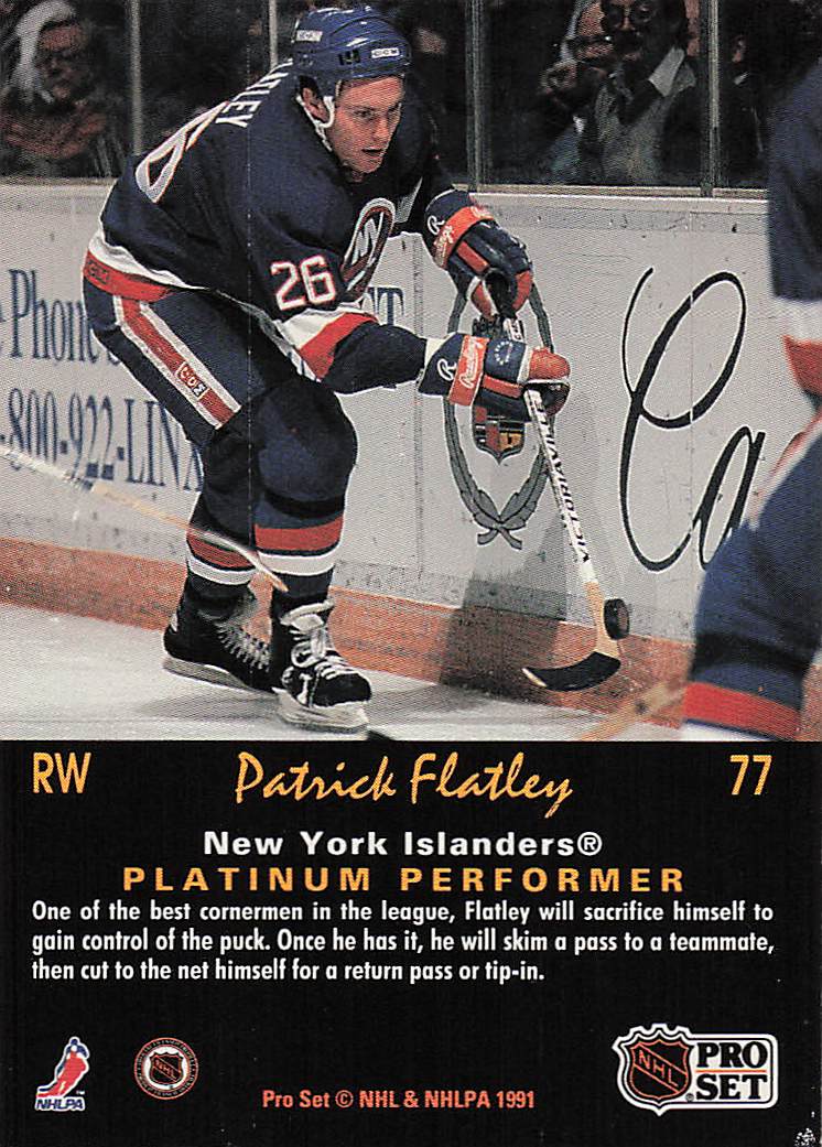1991-92 Pro Set Platinum Hockey Patrick Flatley #77