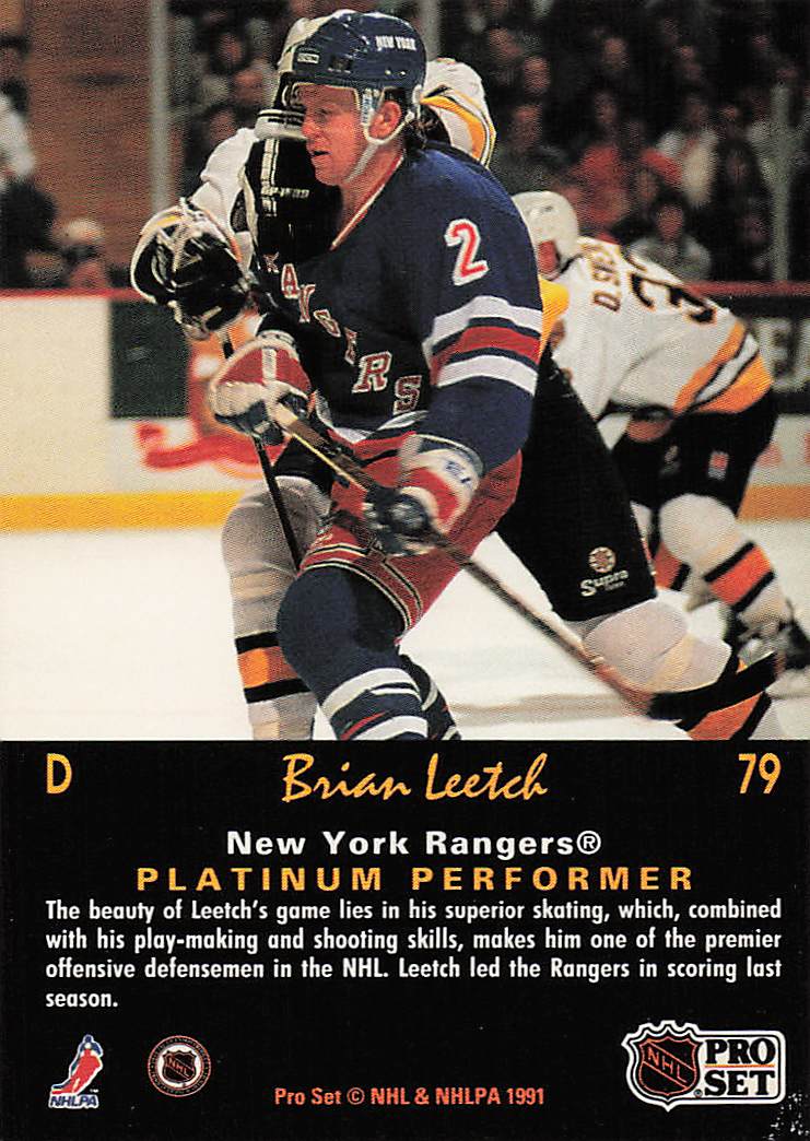 1991-92 Pro Set Platinum Hockey Brian Leetch #79