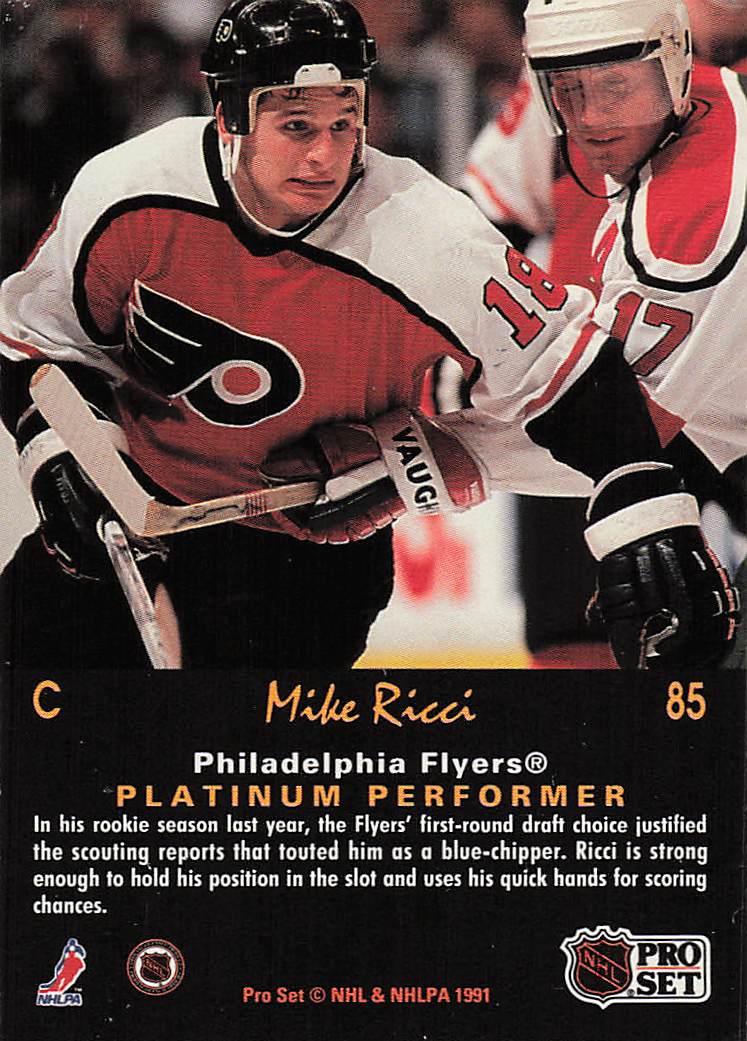1991-92 Pro Set Platinum Hockey Mike Ricci #85