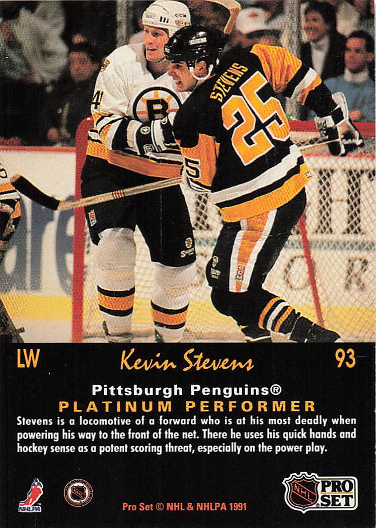 1991-92 Pro Set Platinum Hockey Kevin Stevens #93