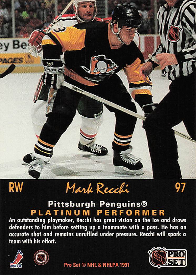 1991-92 Pro Set Platinum Hockey Mark Recchi #97
