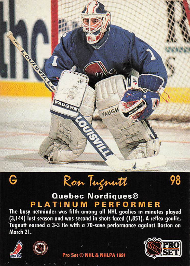 1991-92 Pro Set Platinum Hockey Ron Tugnutt #98