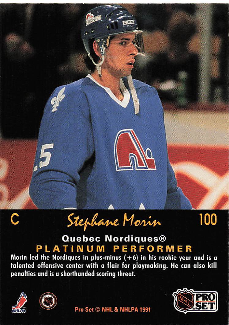 1991-92 Pro Set Platinum Hockey Stephane Morin #100