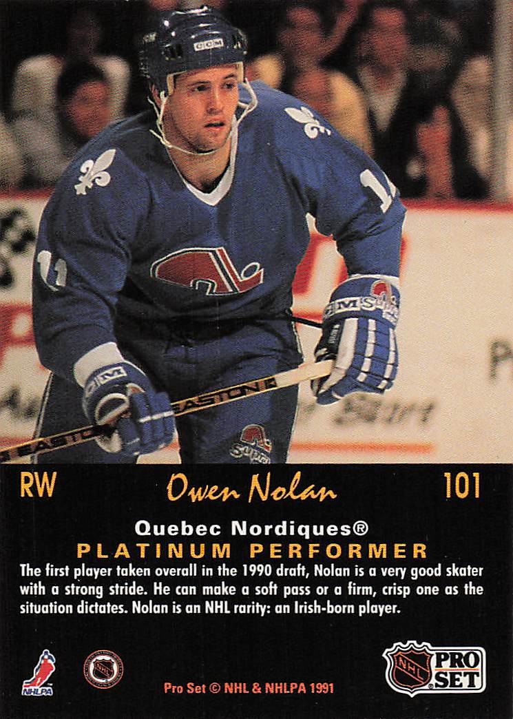 1991-92 Pro Set Platinum Hockey Owen Nolan #101