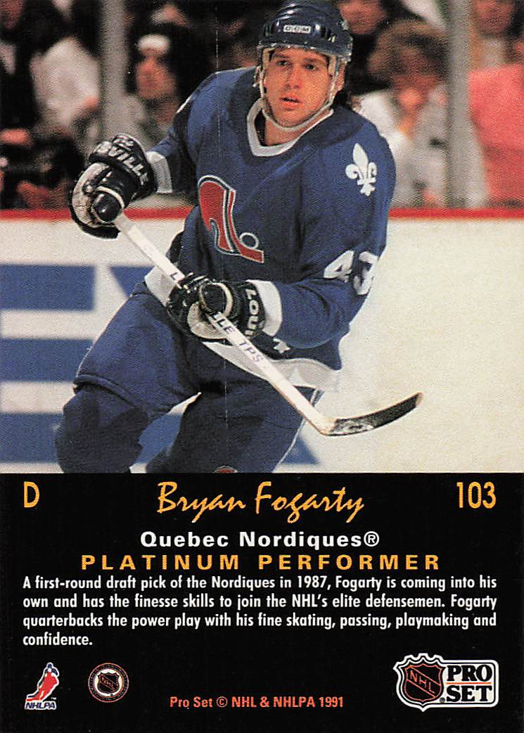 1991-92 Pro Set Platinum Hockey Bryan Fogarty #103