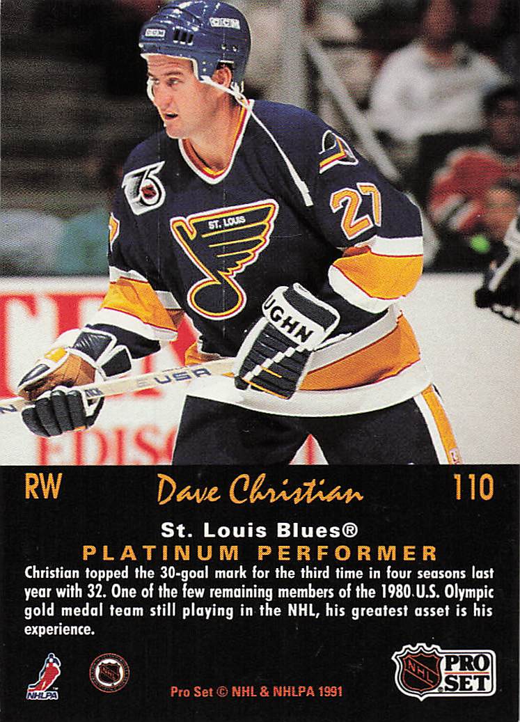 1991-92 Pro Set Platinum Hockey Dave Christian #110