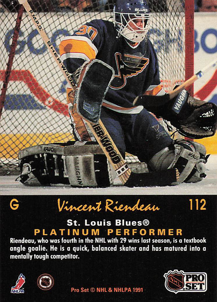 1991-92 Pro Set Platinum Hockey Vincent Riendeau #112