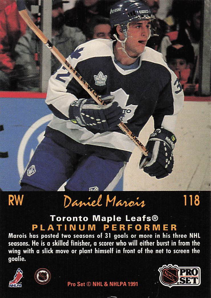 1991-92 Pro Set Platinum Hockey Daniel Marois #118
