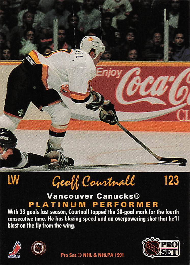 1991-92 Pro Set Platinum Hockey Geoff Courtnall #123