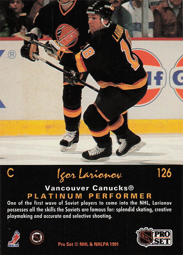 1991-92 Pro Set Platinum Hockey Igor Larionov #126
