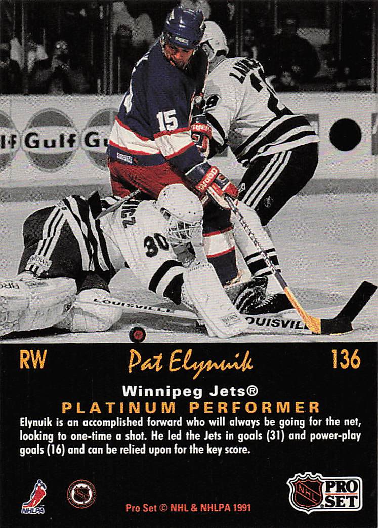 1991-92 Pro Set Platinum Hockey Pat Elynuik #136