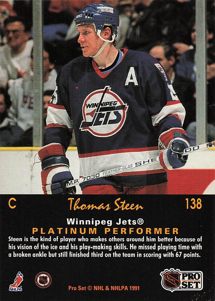 1991-92 Pro Set Platinum Hockey Thomas Steen #138