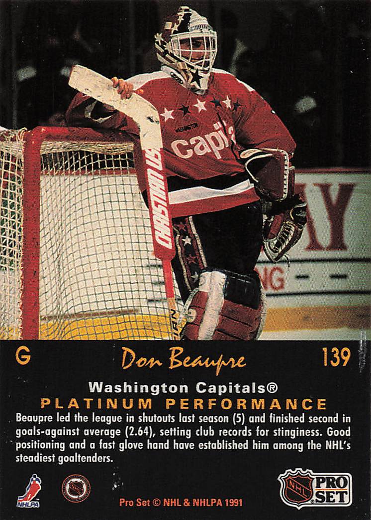 1991-92 Pro Set Platinum Hockey Don Beaupre #139