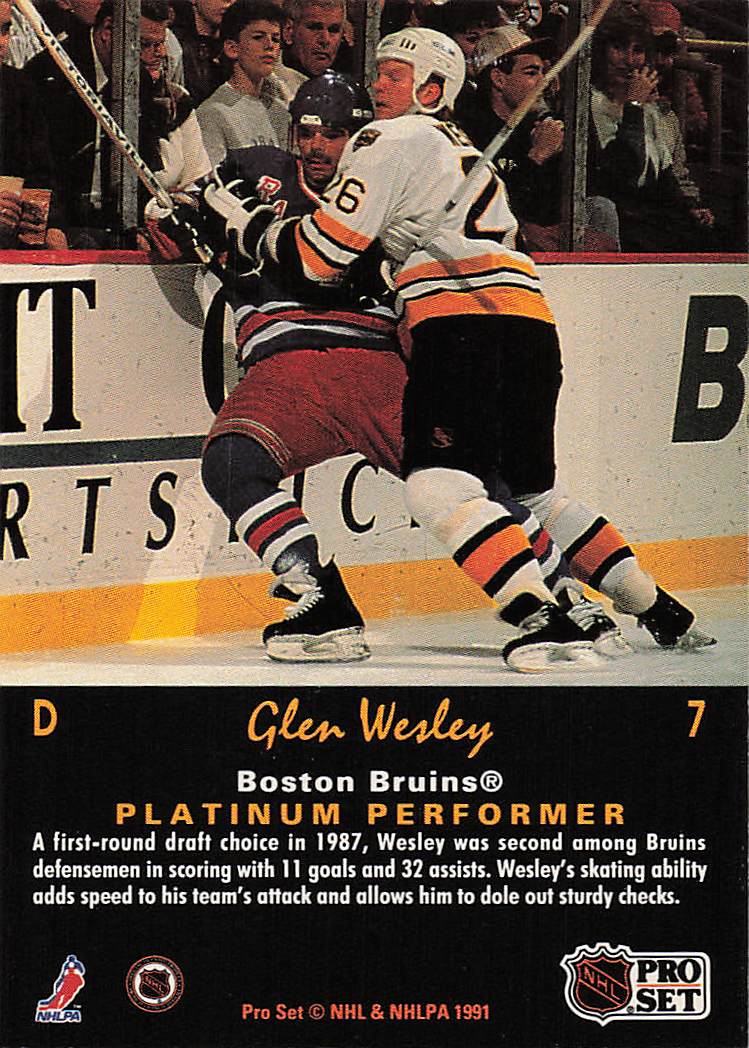 1991-92 Pro Set Platinum Hockey Glen Wesley #7