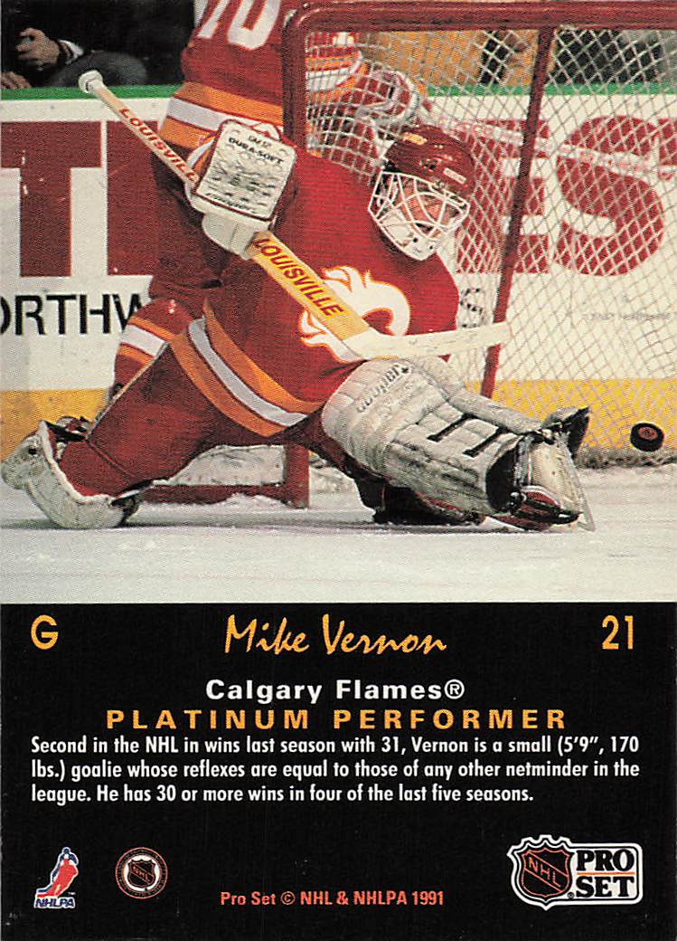 1991-92 Pro Set Platinum Hockey Mike Vernon #21