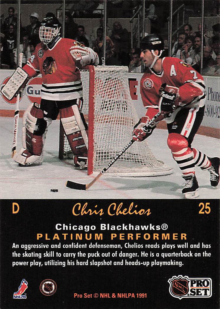 1991-92 Pro Set Platinum Hockey Chris Chelios #25