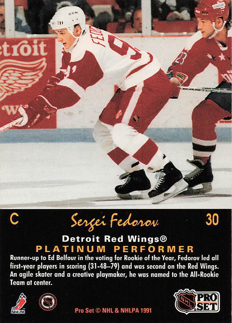1991-92 Pro Set Platinum Hockey Sergei Fedorov #30