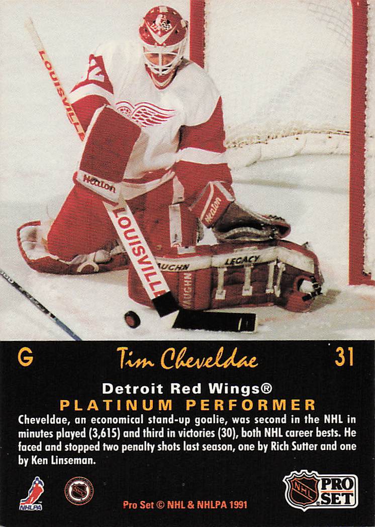 1991-92 Pro Set Platinum Hockey Tim Cheveldae #31
