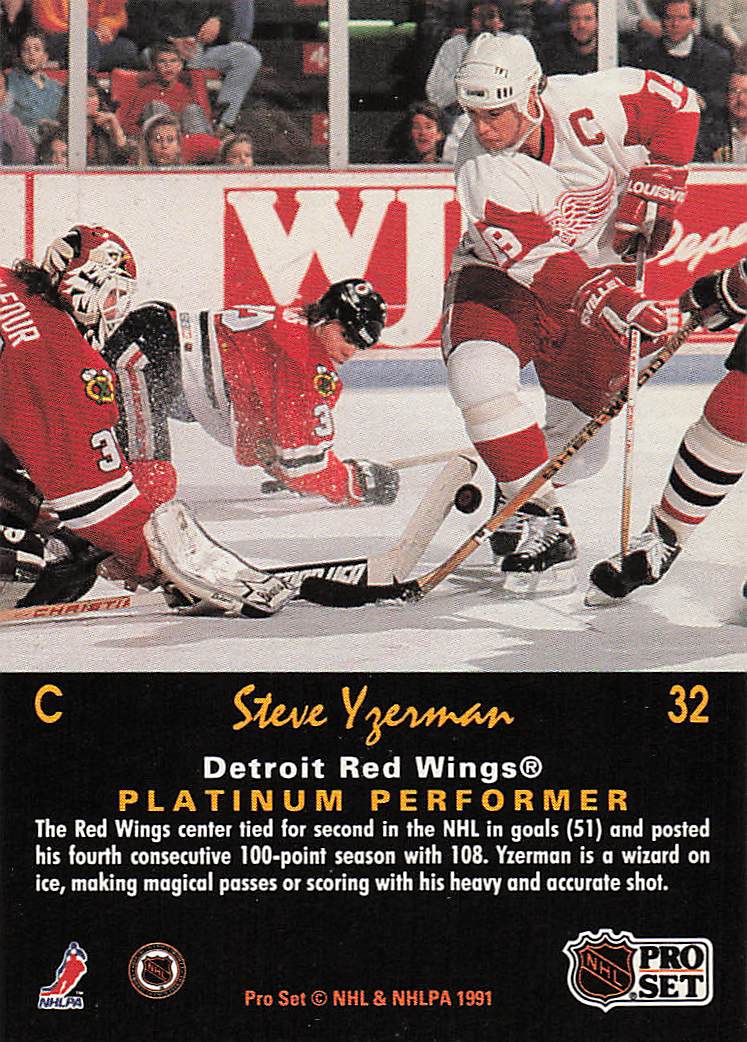 1991-92 Pro Set Platinum Hockey Steve Yzerman #32