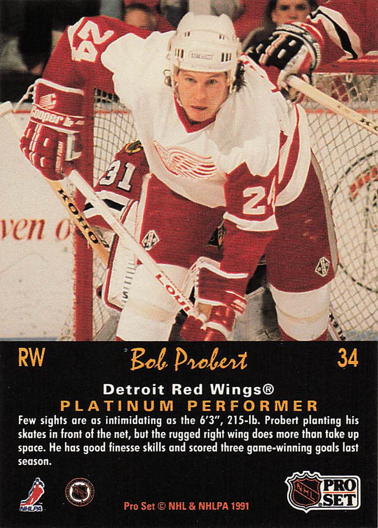 1991-92 Pro Set Platinum Hockey Bob Probert #34