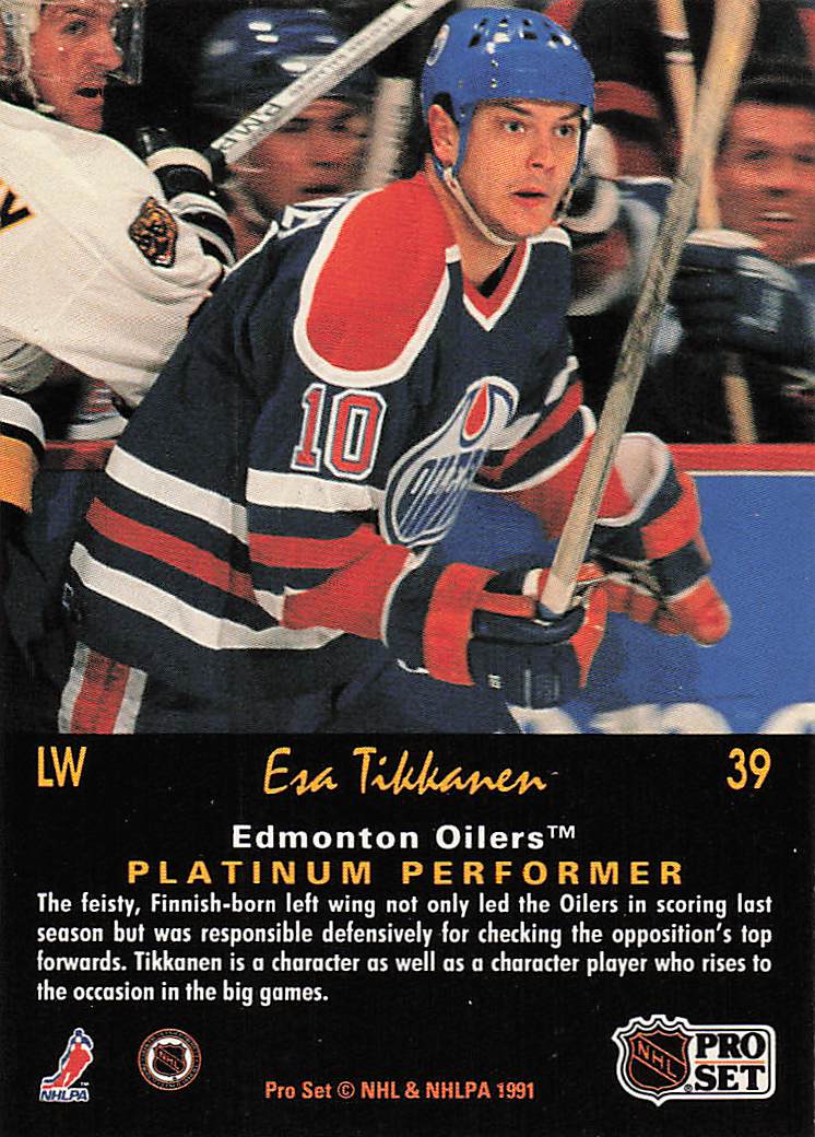 1991-92 Pro Set Platinum Hockey Esa Tikkanen #39