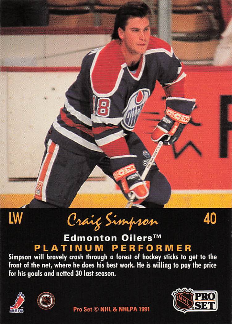 1991-92 Pro Set Platinum Hockey Craig Simpson #40