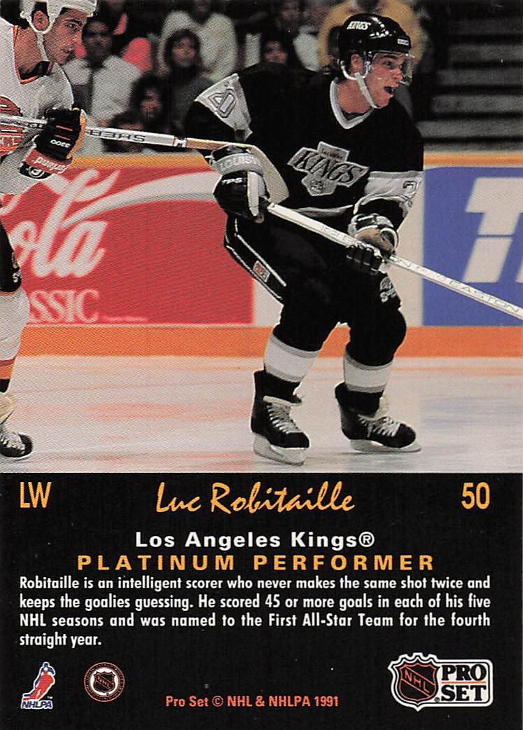 1991-92 Pro Set Platinum Hockey Luc Robitaille #50