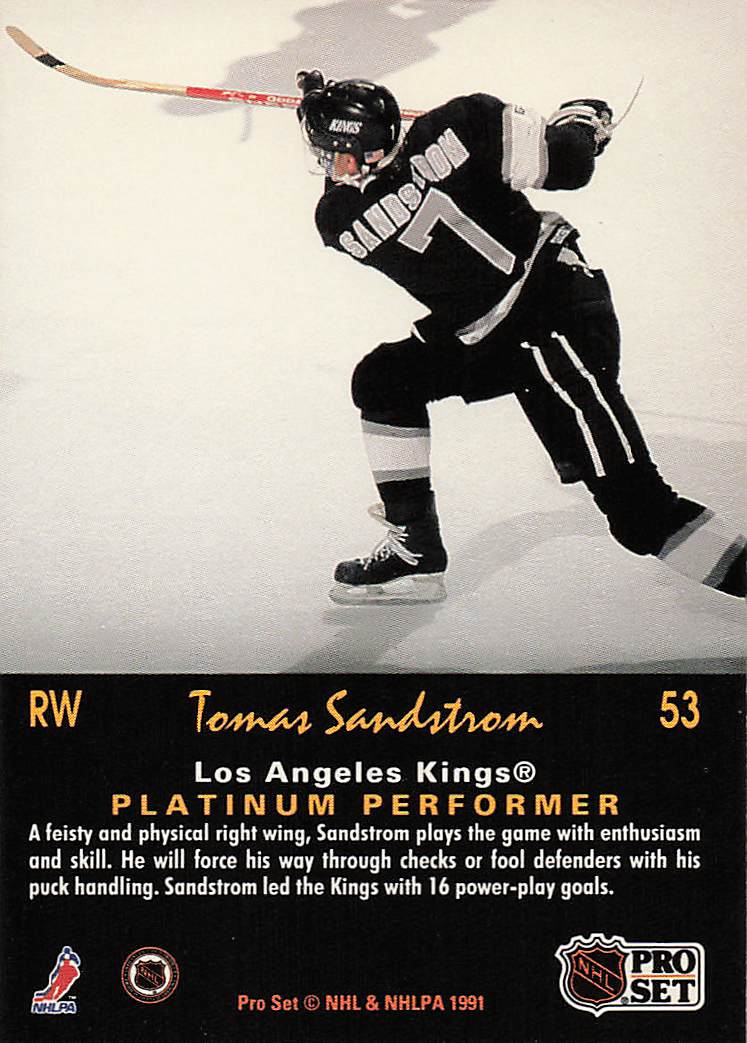 1991-92 Pro Set Platinum Hockey Tomas Sandstrom #53