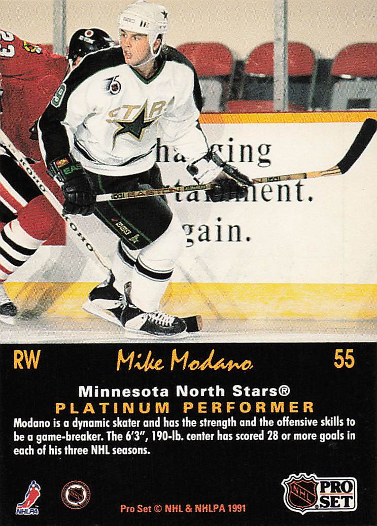1991-92 Pro Set Platinum Hockey Mike Modano #55