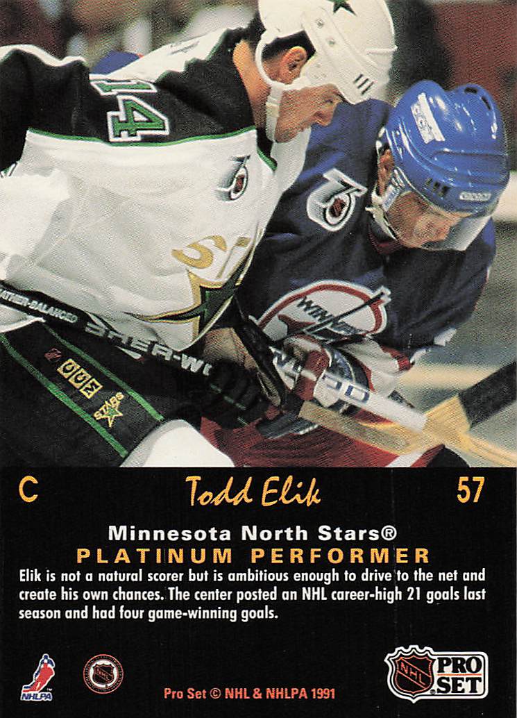1991-92 Pro Set Platinum Hockey Todd Elik #57