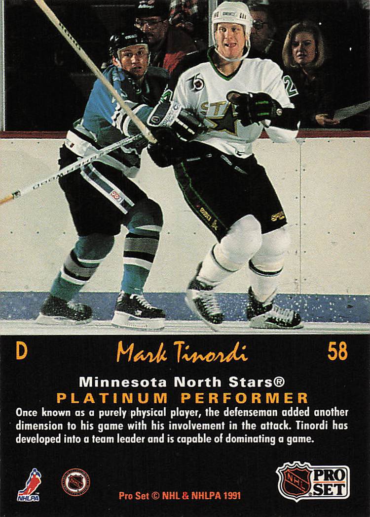1991-92 Pro Set Platinum Hockey Mark Tinordi #58