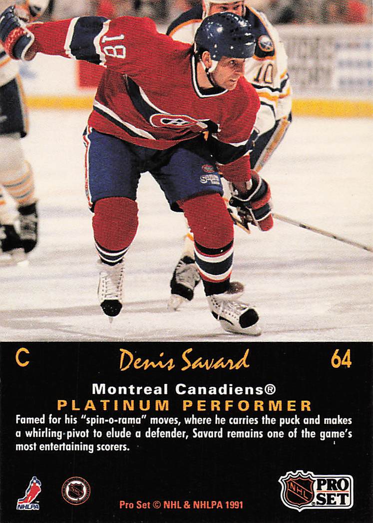 1991-92 Pro Set Platinum Hockey Denis Savard #64