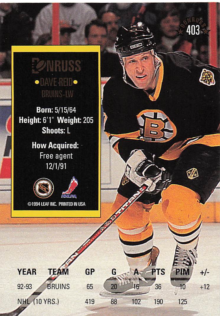 1993-94 Donruss Hockey Dave Reid #403