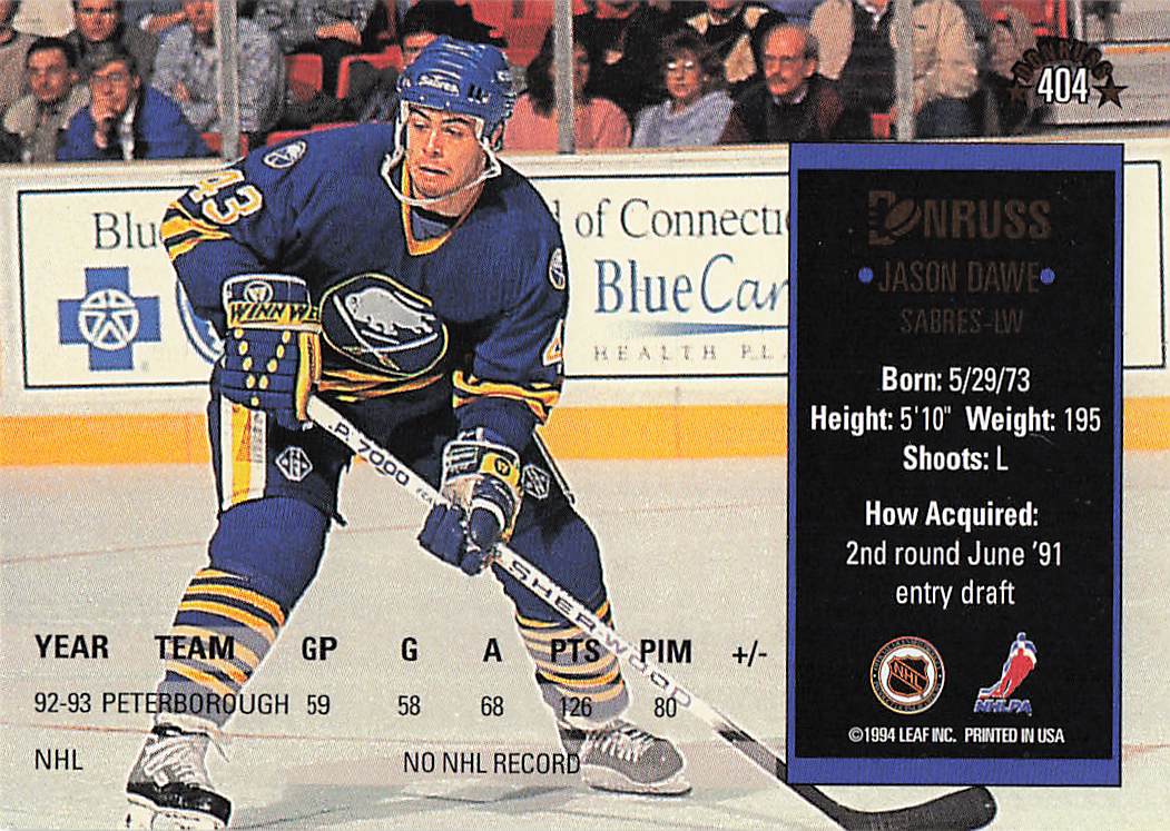 1993-94 Donruss Hockey Jason Dawe #404