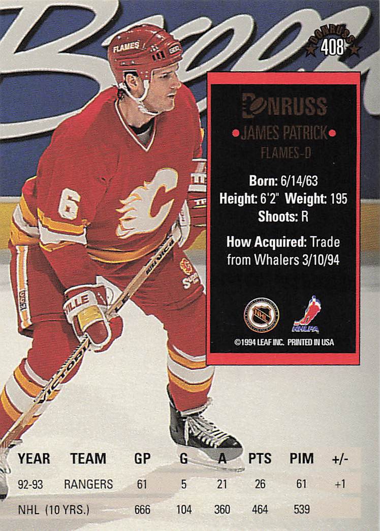 1993-94 Donruss Hockey James Patrick #408