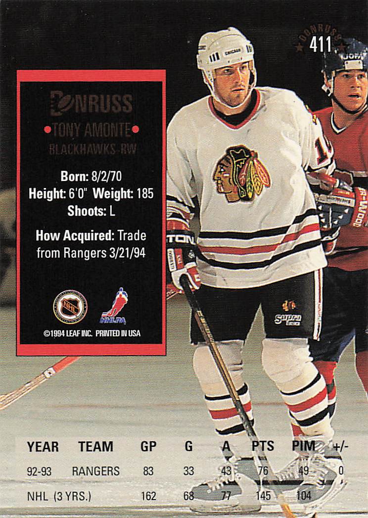 1993-94 Donruss Hockey Tony Amonte #411