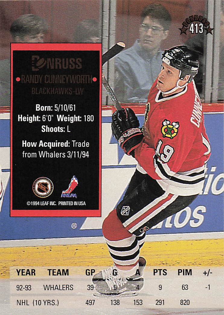 1993-94 Donruss Hockey Randy Cunneyworth #413