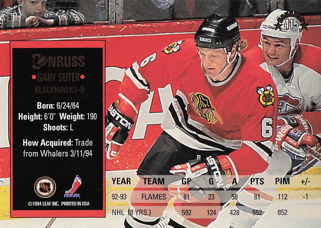1993-94 Donruss Hockey Gary Suter #415