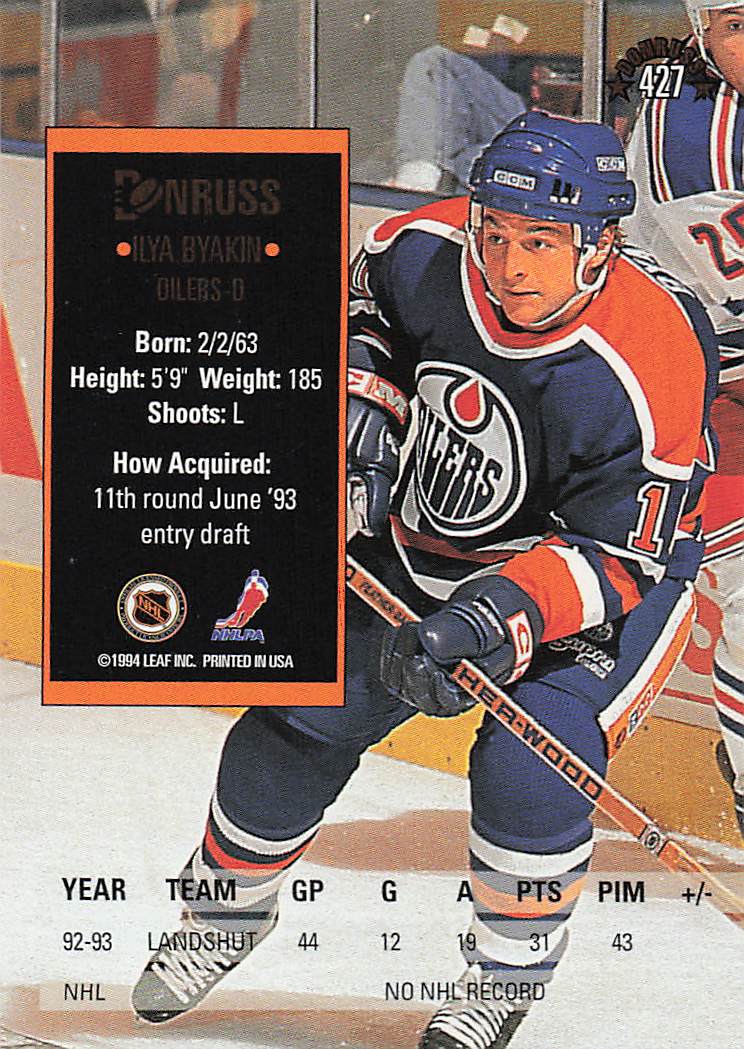 1993-94 Donruss Hockey Ilya Byakin #427 Rookie