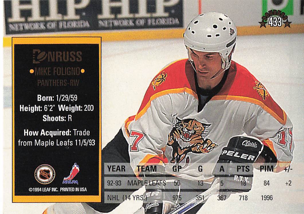 1993-94 Donruss Hockey Mike Foligno #433