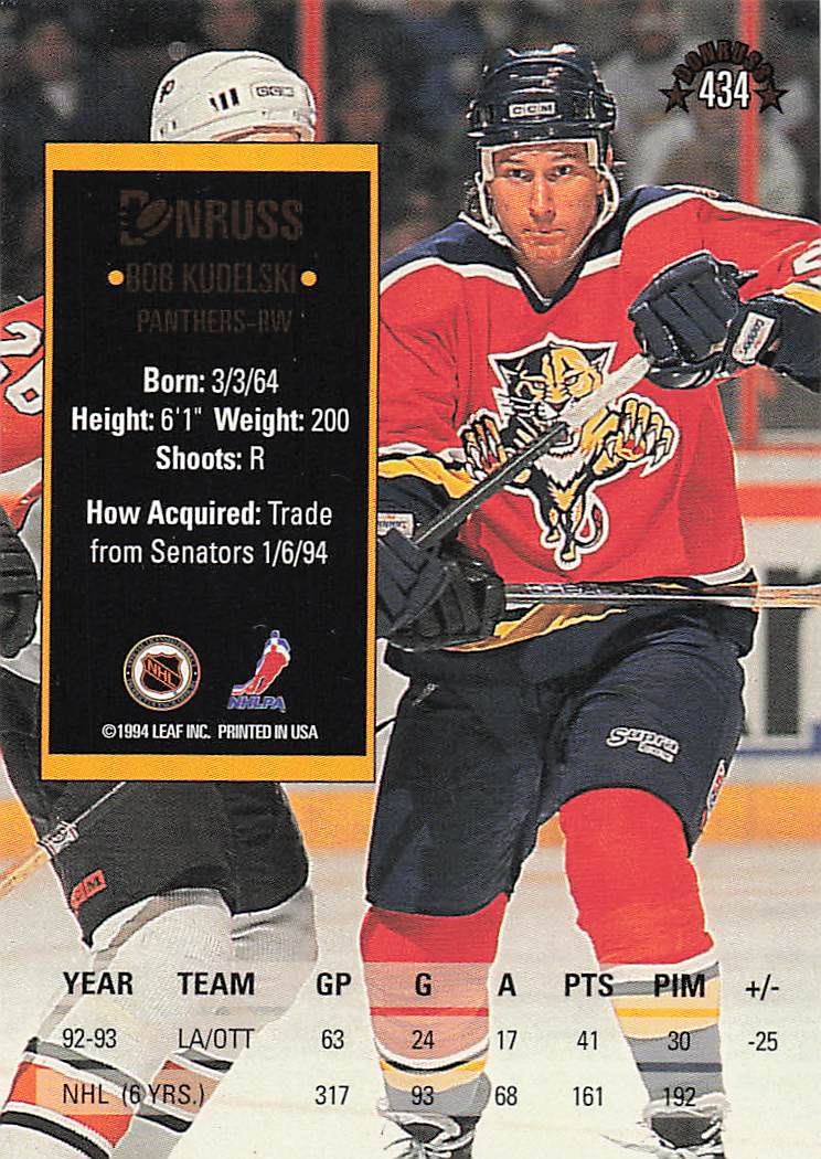 1993-94 Donruss Hockey Bob Kudelski #434