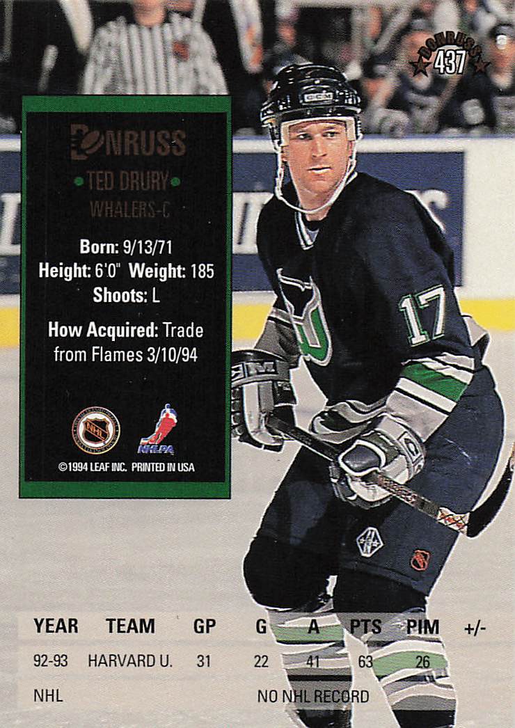 1993-94 Donruss Hockey Ted Drury #437