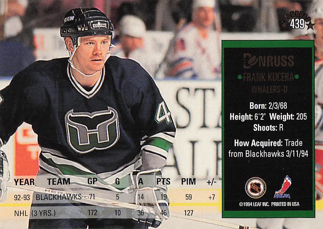1993-94 Donruss Hockey Frank Kucera #439