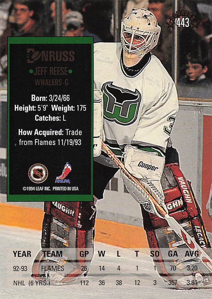 1993-94 Donruss Hockey Jeff Reese #443