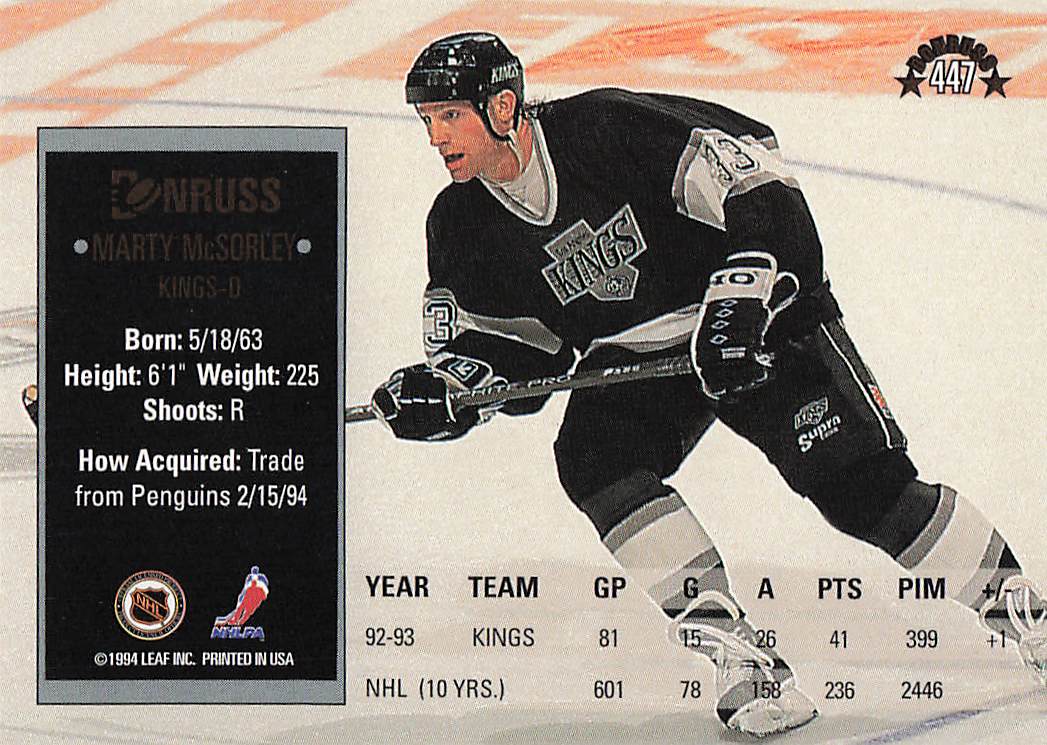 1993-94 Donruss Hockey Marty McSorley #447