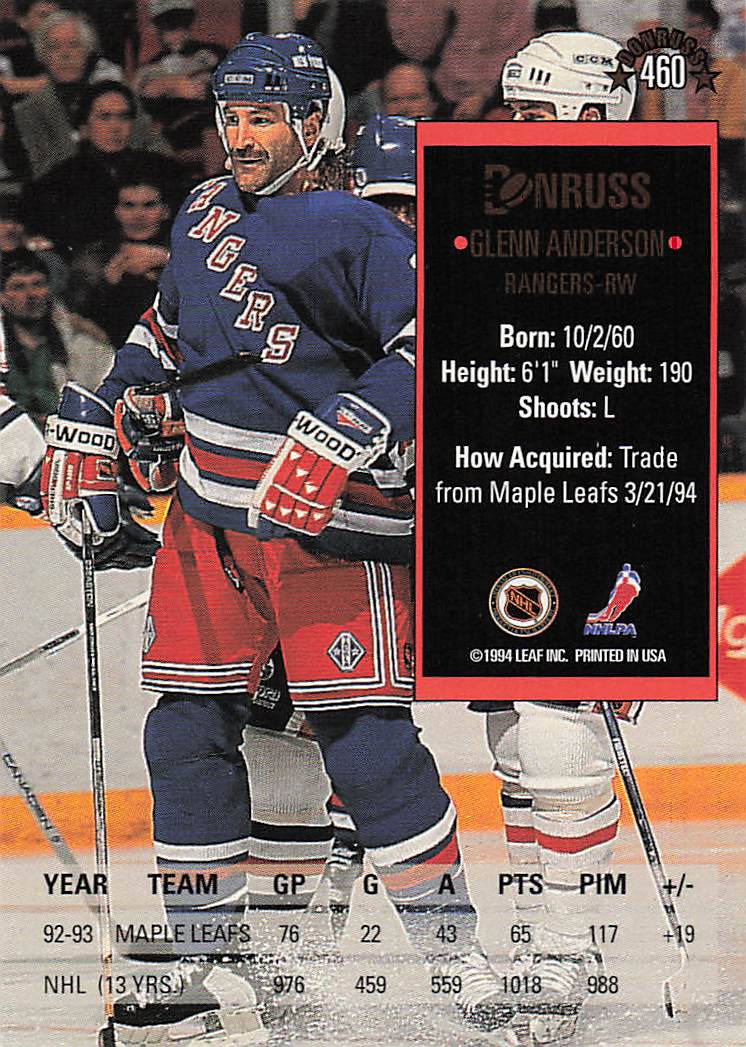 1993-94 Donruss Hockey Glenn Anderson #460