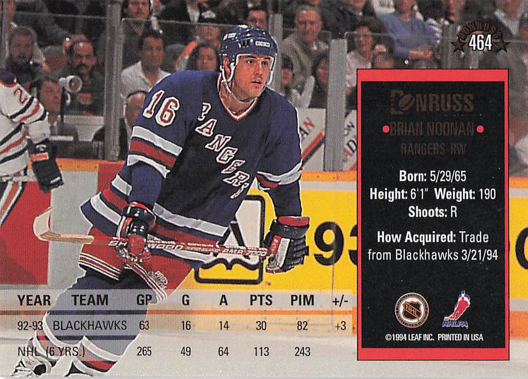 1993-94 Donruss Hockey Brian Noonan #464