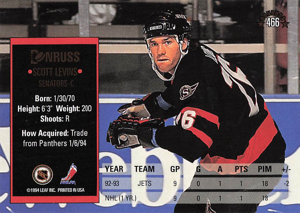 1993-94 Donruss Hockey Scott Levins #466