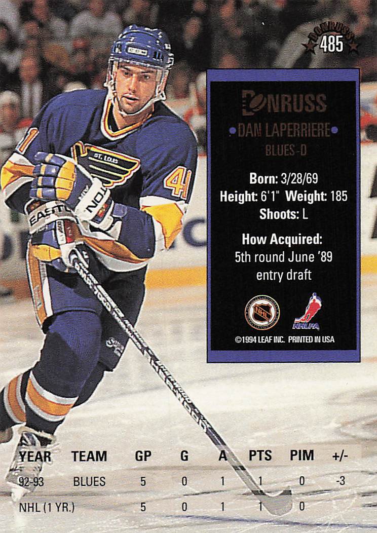 1993-94 Donruss Hockey Dan Laperriere #485